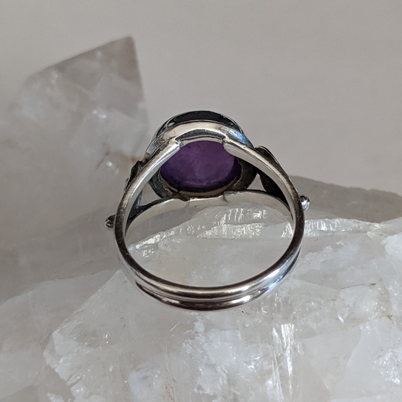 Natural Purple Amethyst, 925 Silver Ring, size 8 - Picture 8 of 11
